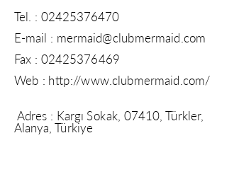 Club Mermaid Village iletiim bilgileri